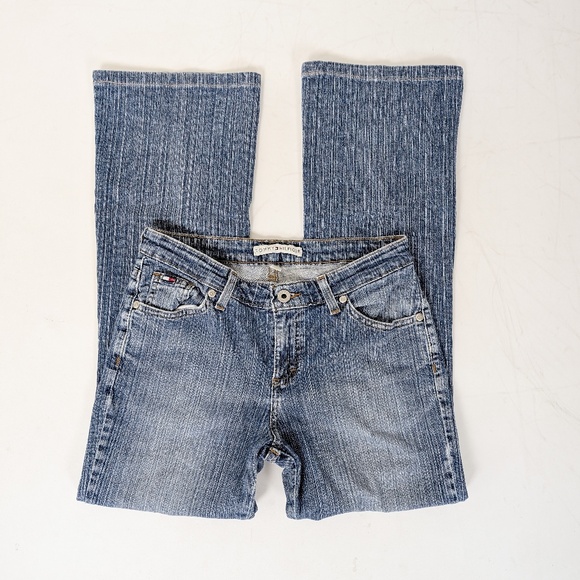 Tommy Hilfiger Denim Jeans Pinstripe Low Rise Jenna Hip Hugger Skinny Bootcut - Picture 1 of 9
